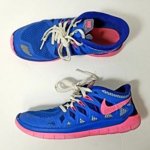 Nike Free 5.0 Pink/Blue Shoes Youth Size 5